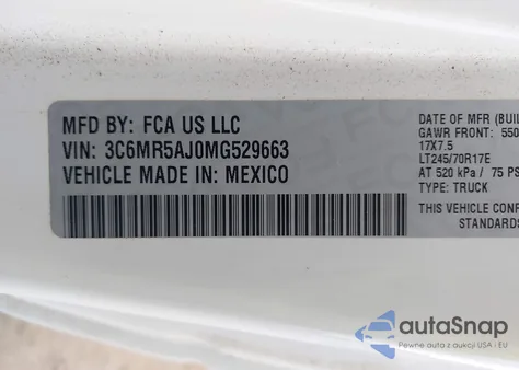 2021 Ram 2500 Tradesman 4X4 8' Box from USA, damaged, VIN 3C6MR5AJ0MG529663